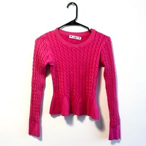 Pink Cable Knit Stretch Peplum Top